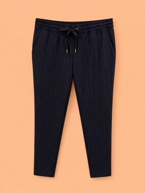 H&M NAVY DRAWSTRING PINSTRIPE PANTS